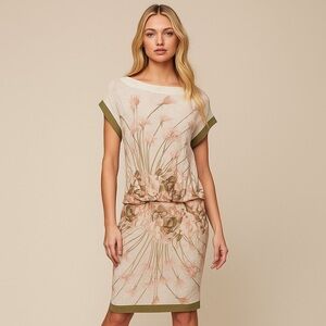 ROBERTO CAVALLI CLASS Runway Roses Snake Printed Jersey Long Dress IT 46 US 12